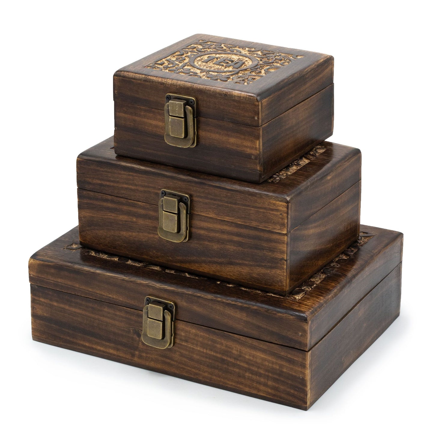 Caja de té tallada (4 compartimentos)