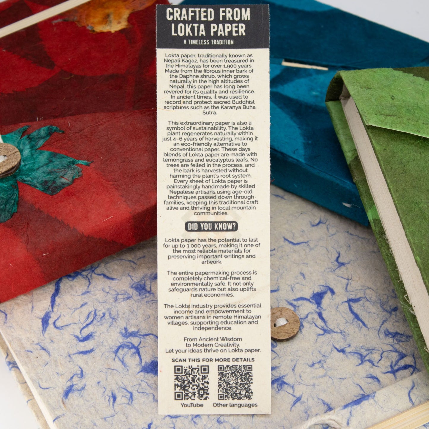 Cuaderno de inspiración de Lokta Lrg (21x15cm) - 45 hojas - Tus palabras - incluye marcador