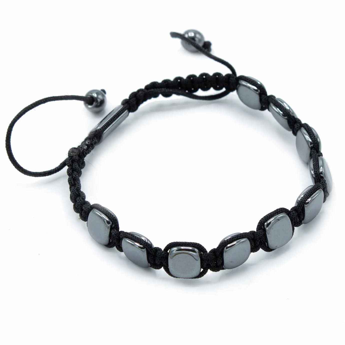 Pulsera Magnética Shamballa de Hematita - Esquinas Redondeadas