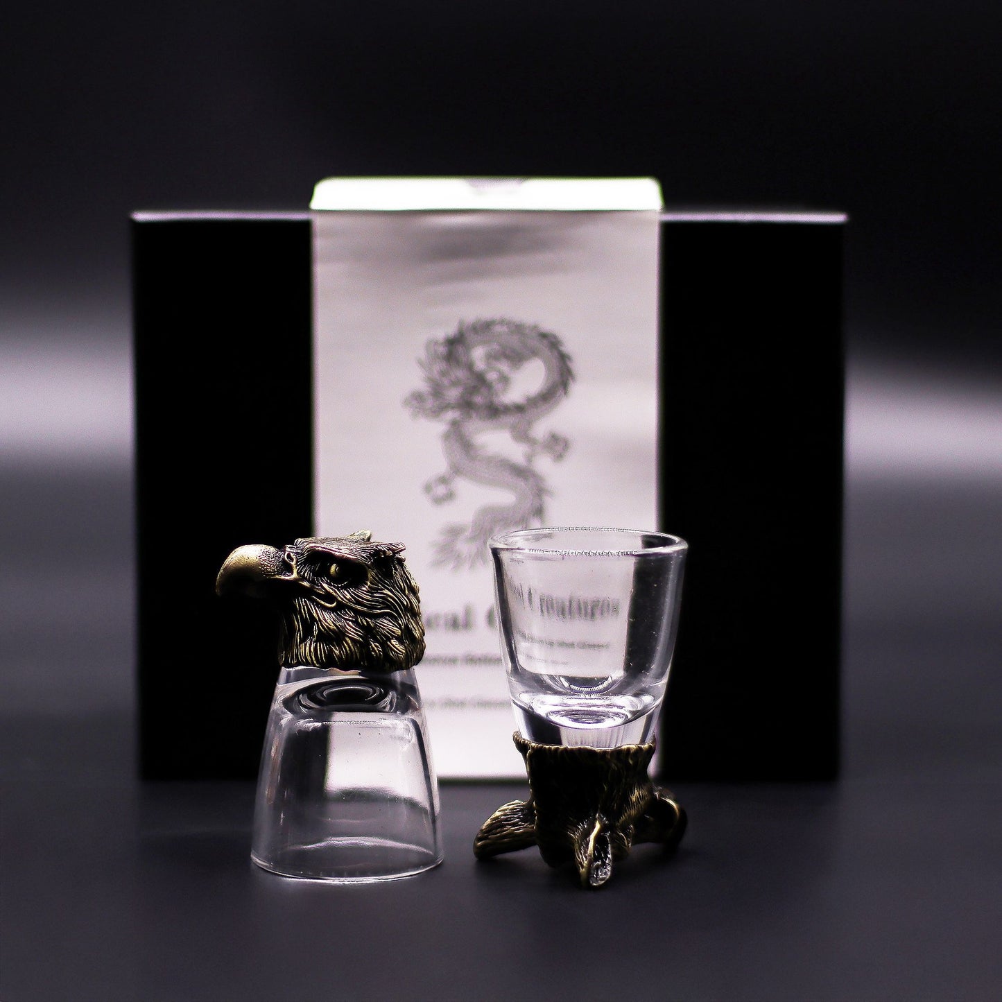 Conjunto regalo de 6 vasos de chupito (50 ml) - Criaturas Salvajes del Bosque - Bronce antiguo