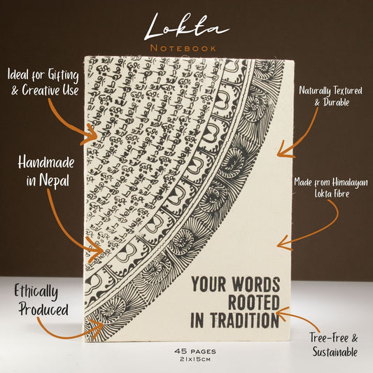 Cuaderno de inspiración de Lokta Lrg (21x15cm) - 45 hojas - Tus palabras - incluye marcador