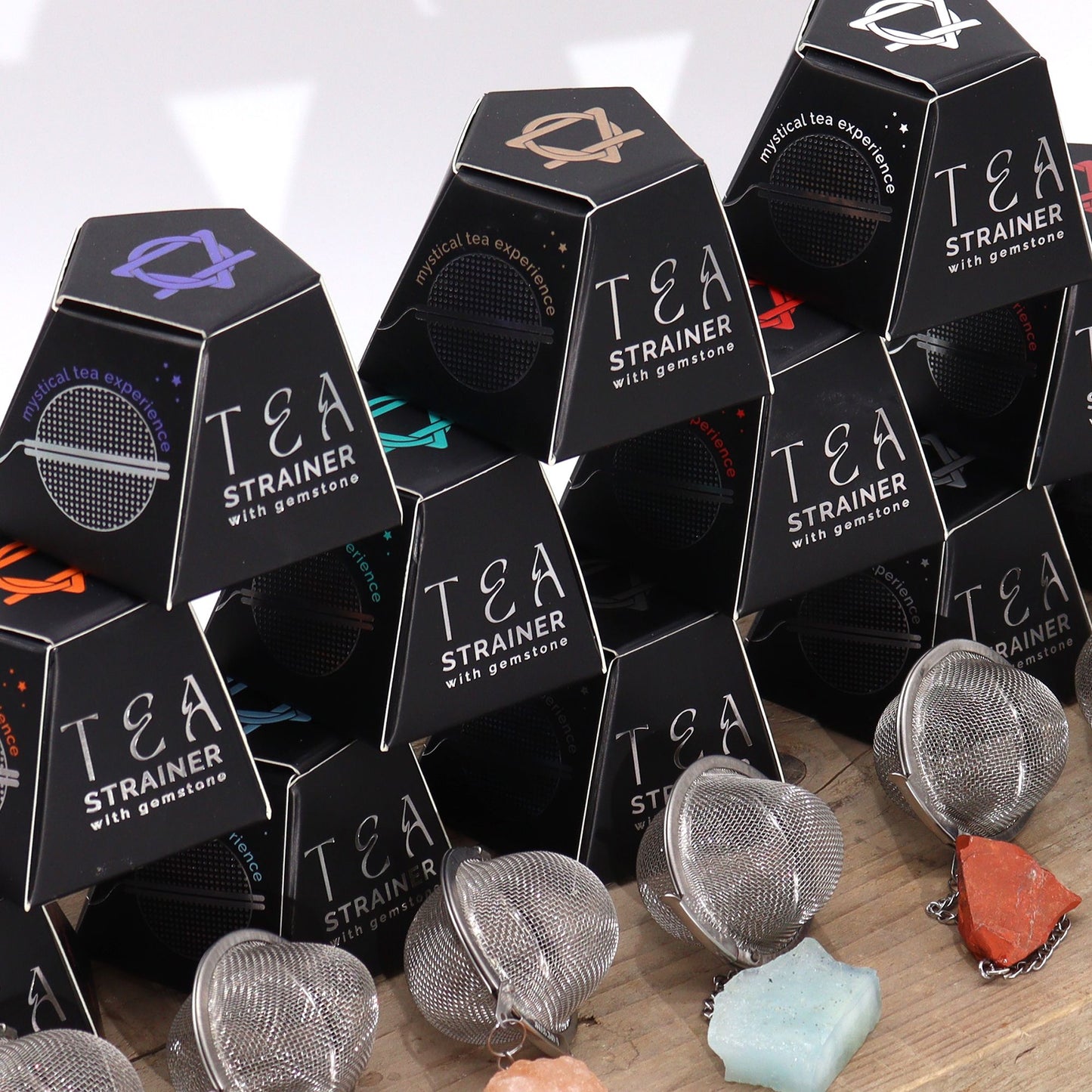 Colador de té de piedras preciosas de cristal crudo - Obsidiana negra