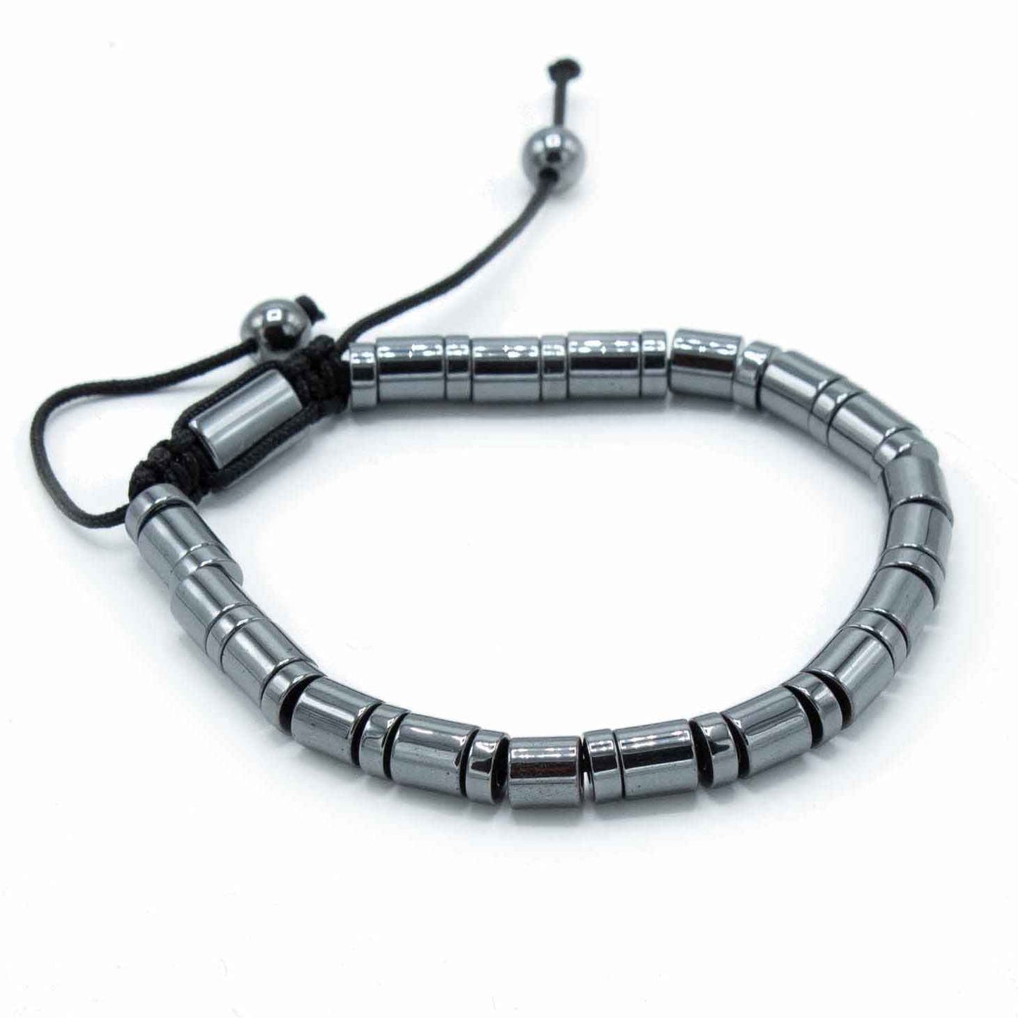 Pulsera Magnética Shamballa de Hematita - Círculos y Cilindros