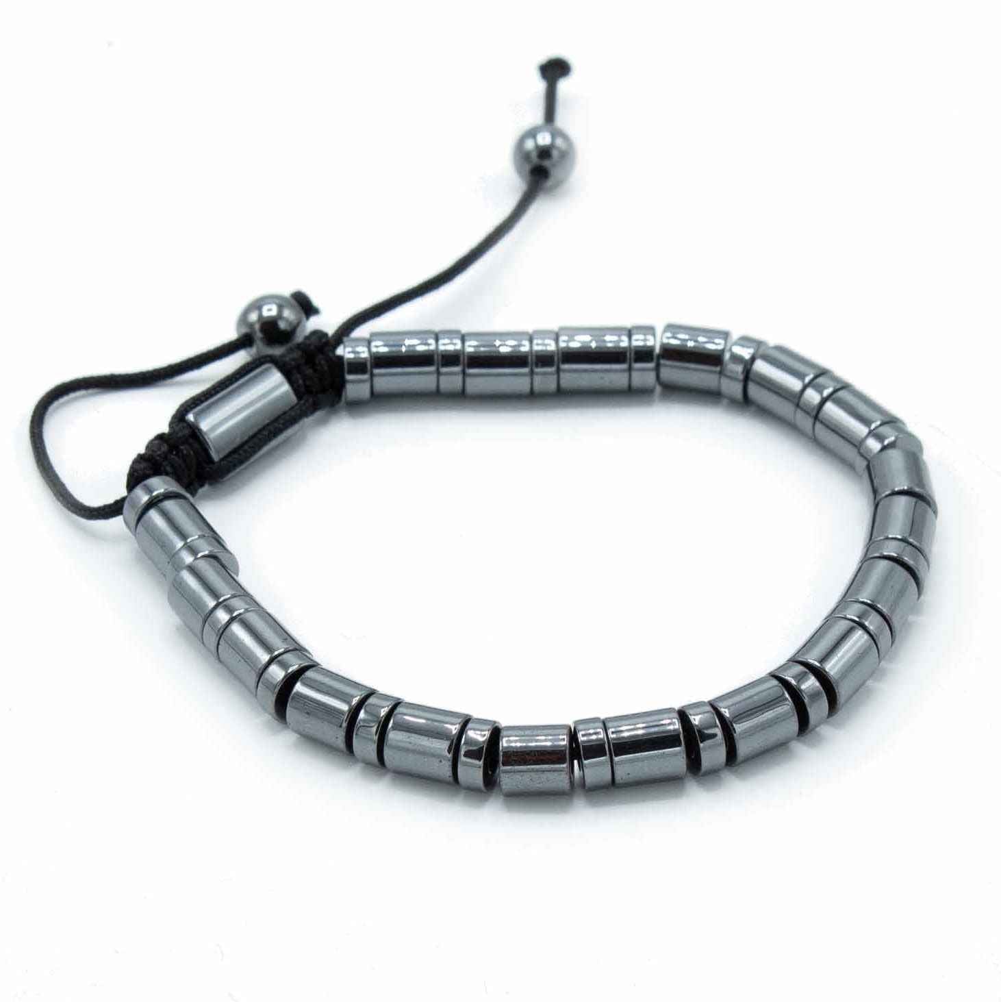 Pulsera Magnética Shamballa de Hematita - Círculos y Cilindros