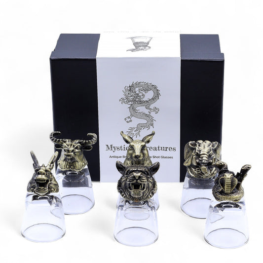 Set de regalo de 6 vasos de chupito (50 ml) - Criaturas Salvajes del Bosque - Bronce antiguo