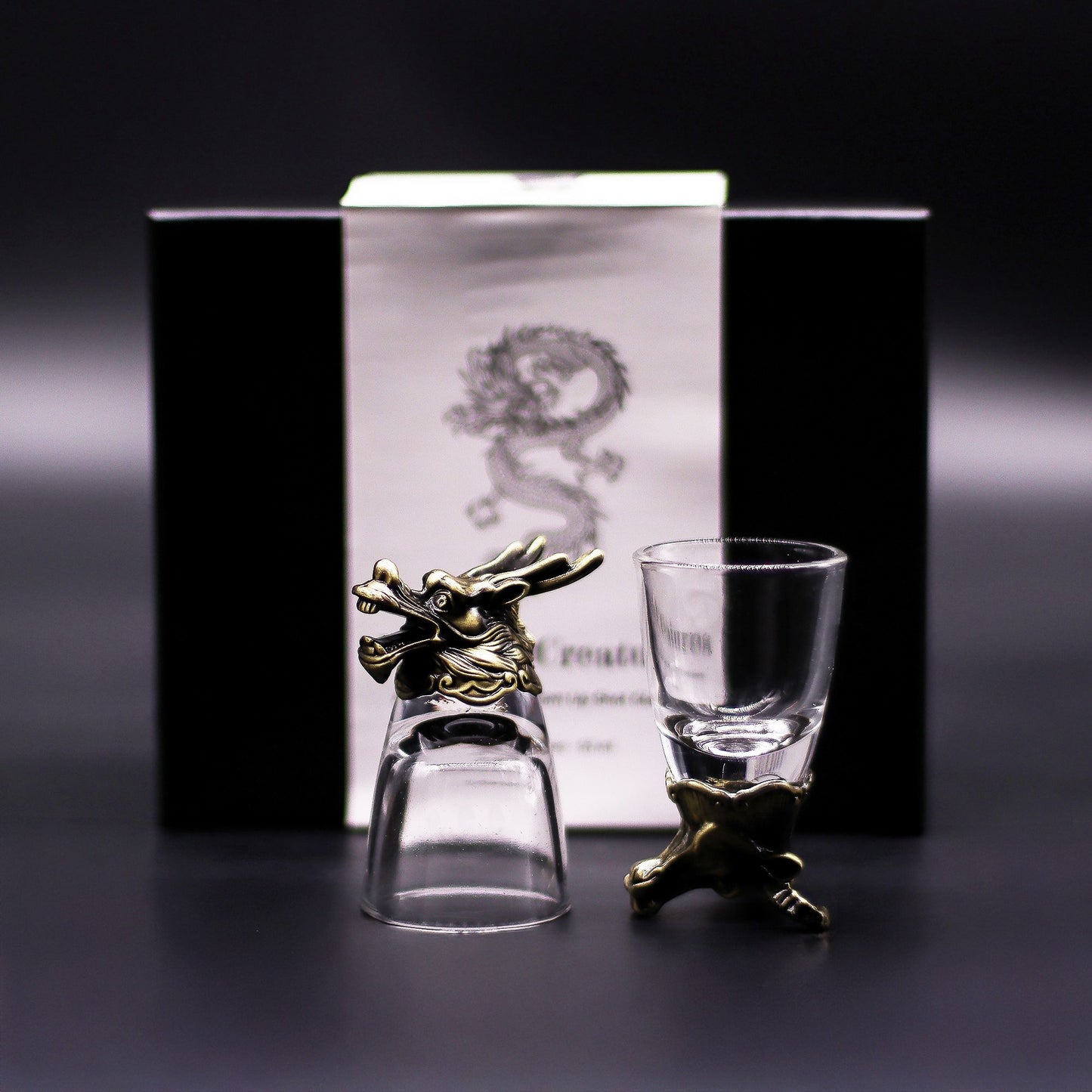Set de regalo de 6 vasos de chupito (50 ml) - Criaturas Salvajes del Bosque - Bronce antiguo