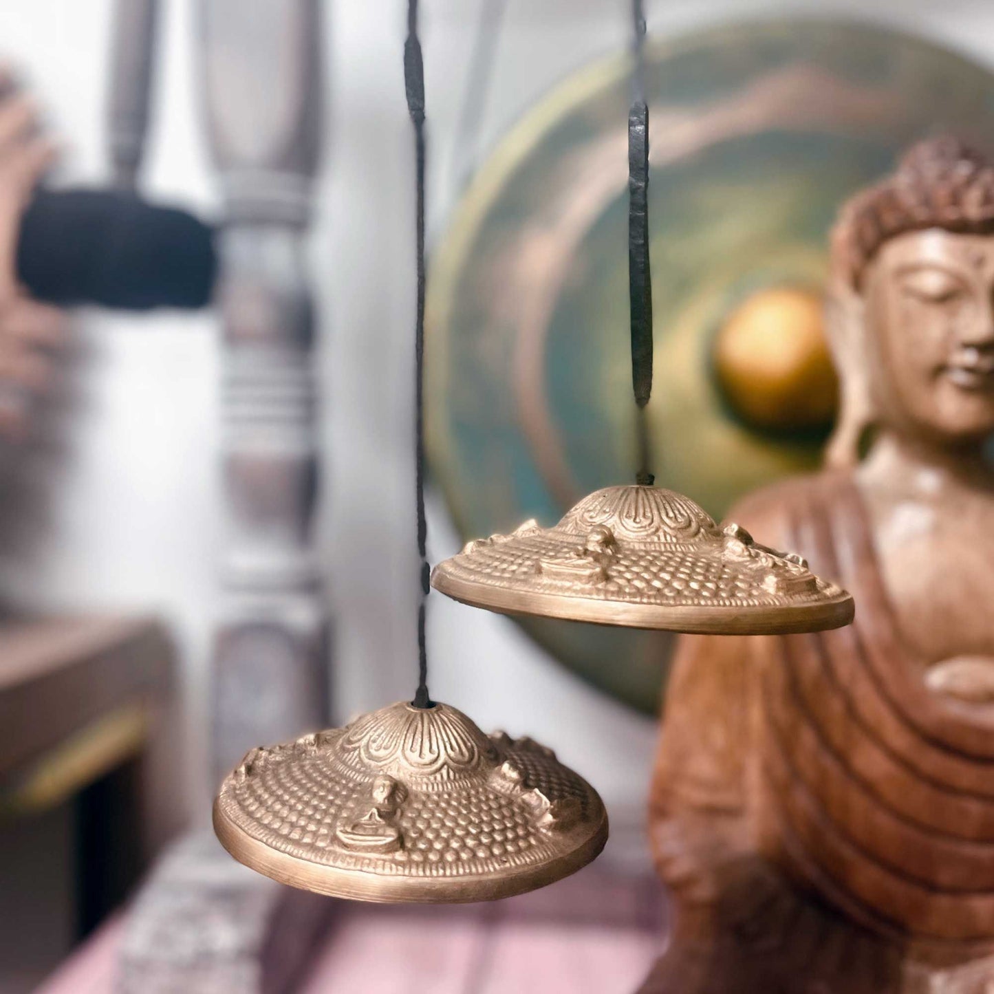 Tingsha tibetana - Cinco Buda - aproximadamente 9.5cm