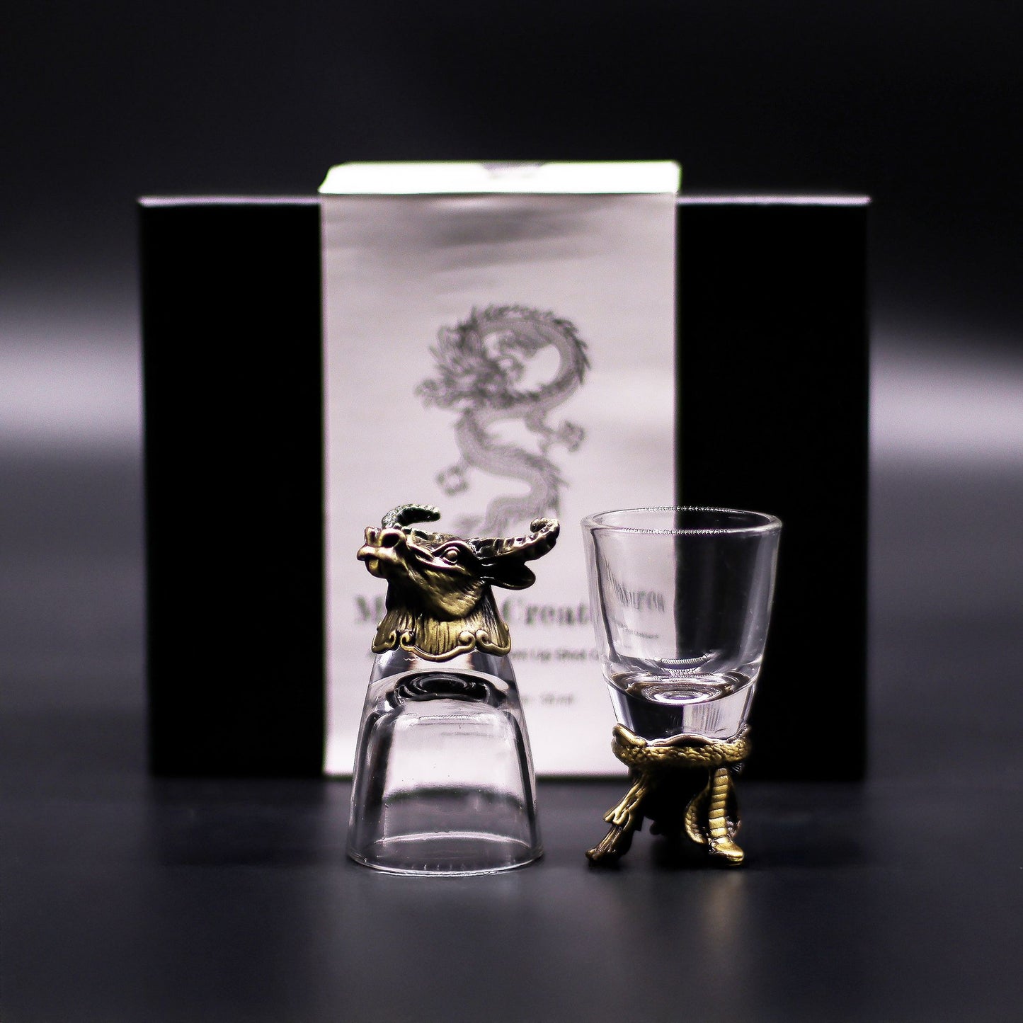 Set de regalo de 6 vasos de chupito (50 ml) - Criaturas Salvajes del Bosque - Bronce antiguo