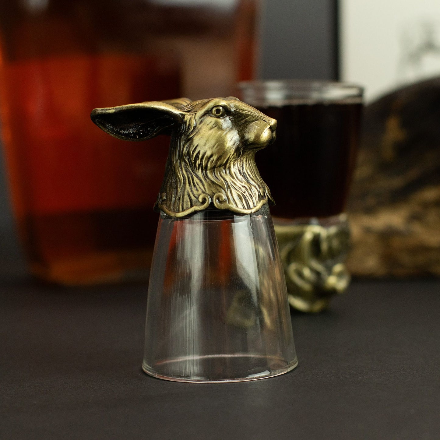 Conjunto de regalo de 12 vasos de chupito Bottom Up (25ml) - Bosque y Criaturas Místicas - Bronce Antiguo