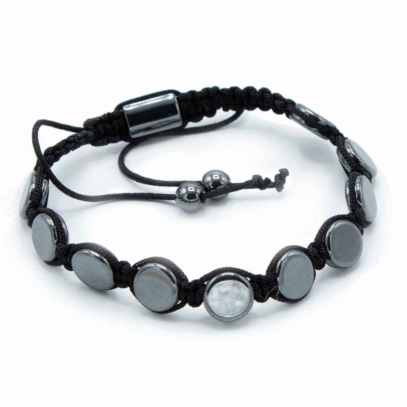 Pulsera Magnética Shamballa de Hematita  -  Círculos Planos