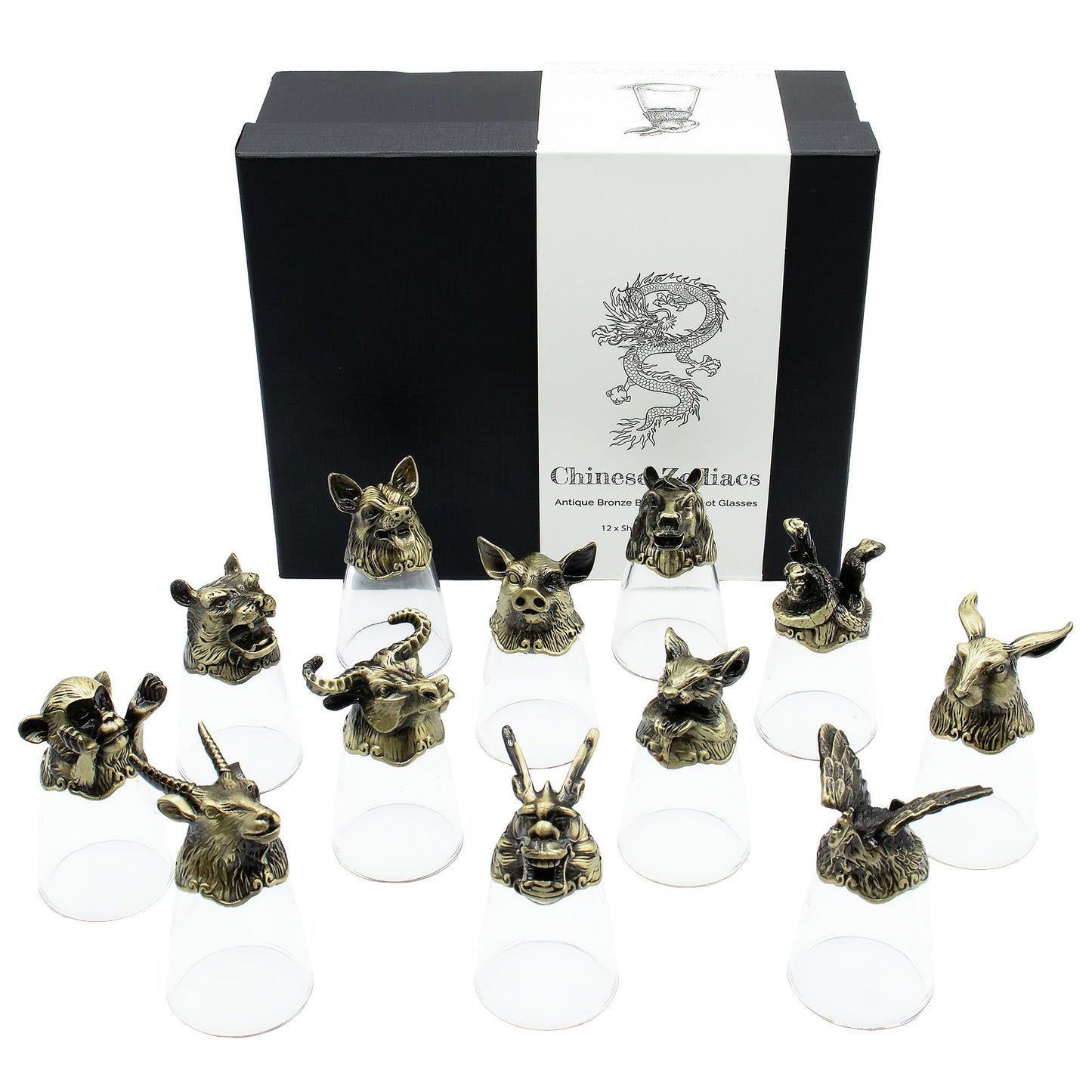 Vasos de chupito Bottom Up (25ml) - Bosque y Criaturas Místicas - Bronce Antiguo