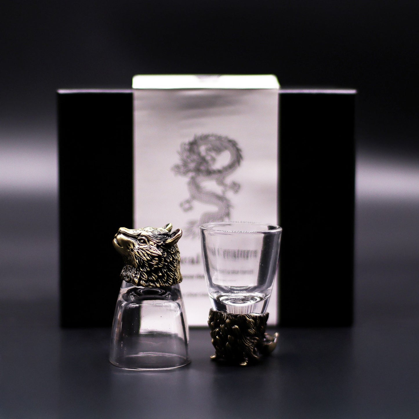 Conjunto regalo de 6 vasos de chupito (50 ml) - Criaturas Salvajes del Bosque - Bronce antiguo
