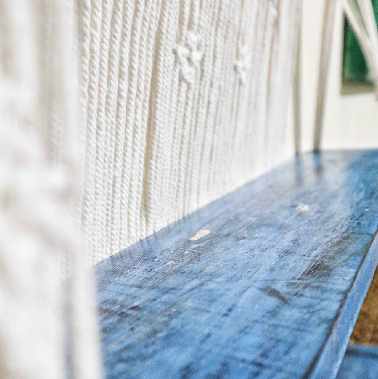 Estantes Colgantes de Macramé Natural - Azul