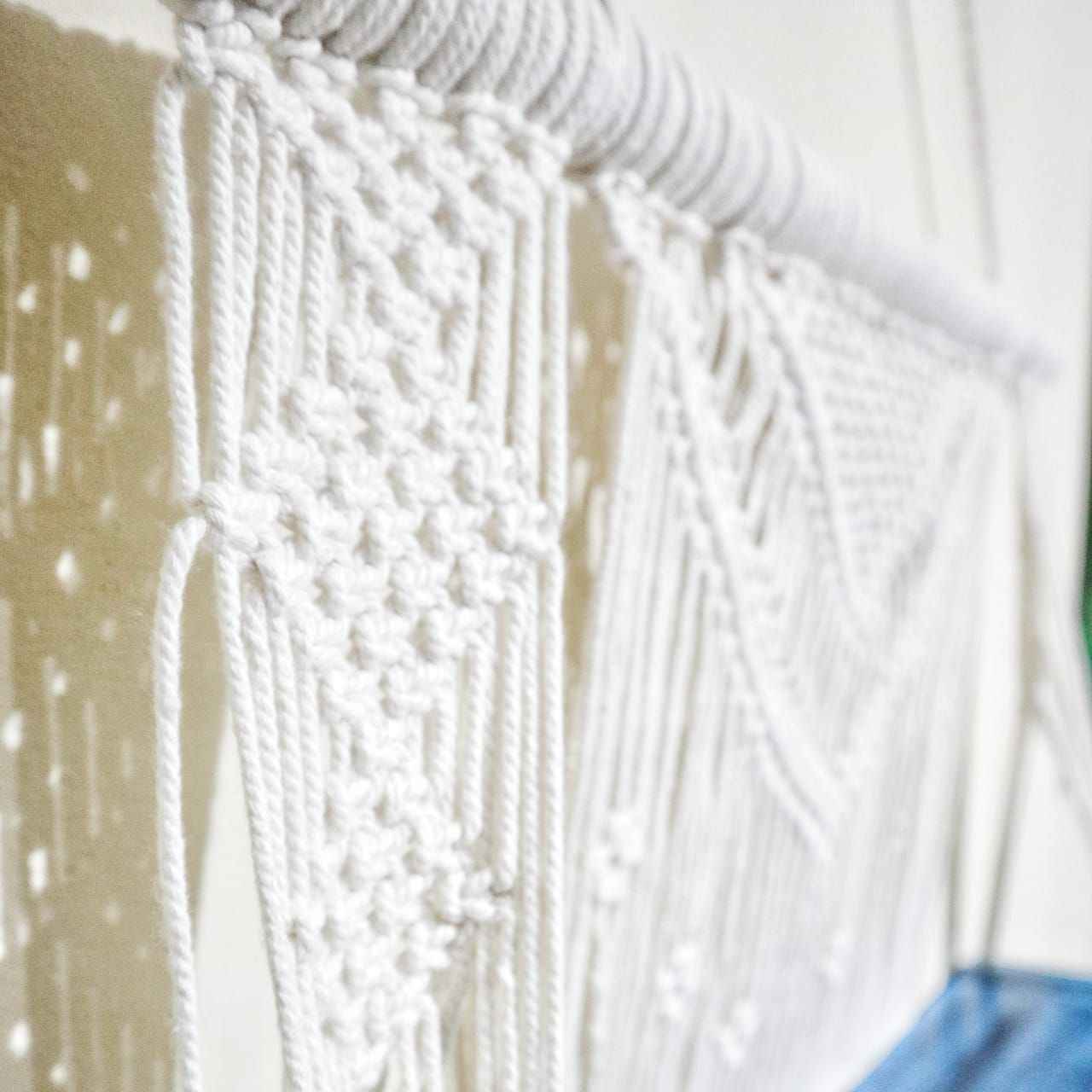 Estantes Colgantes de Macramé Natural - Azul