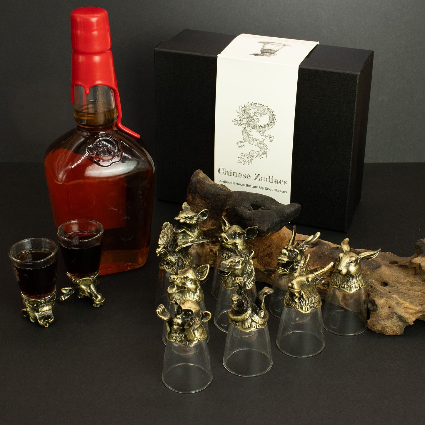 Vasos de chupito Bottom Up (25ml) - Bosque y Criaturas Místicas - Bronce Antiguo