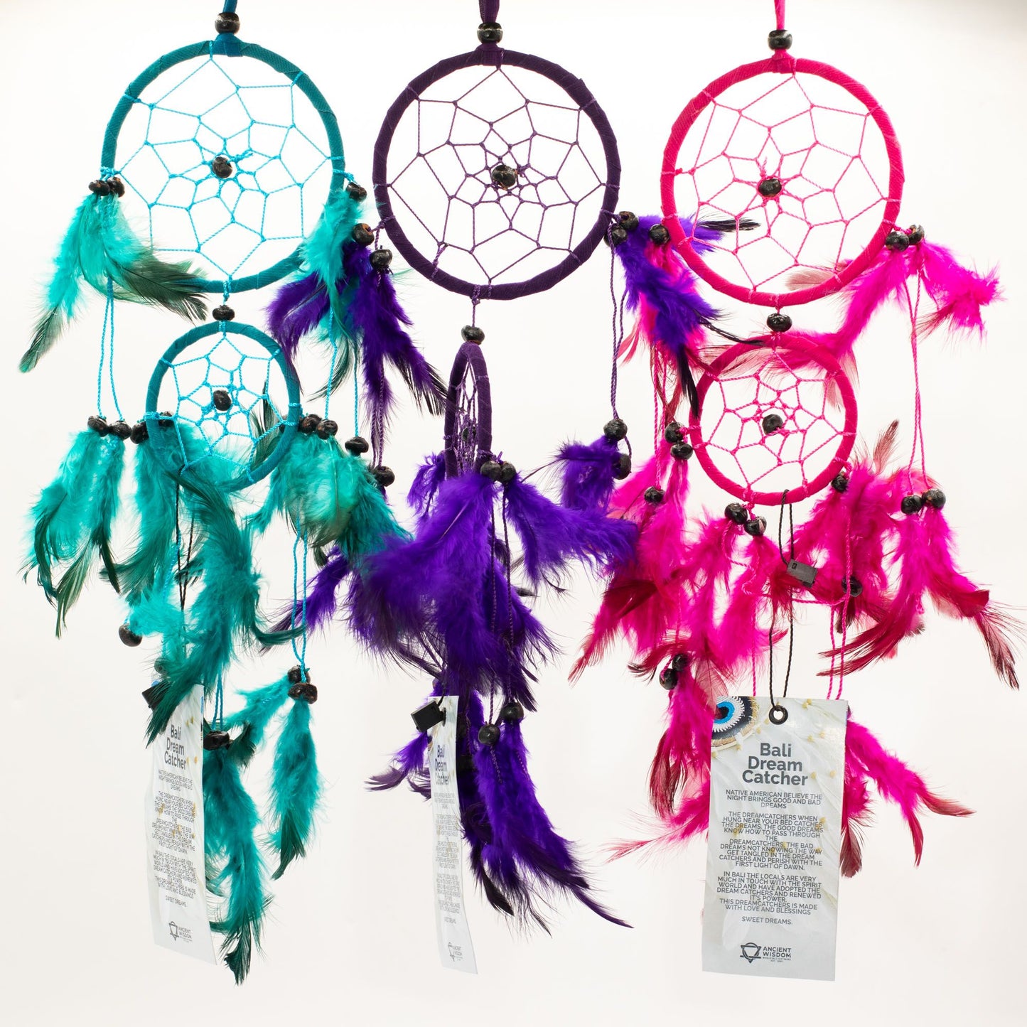 Atrapasueños Bali aro mediano - Turquesa/Rosa/Morado (Colores Surtidos)