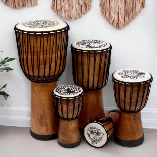 Tambor Djembe hecho a mano con tapa ancha - 15 cm