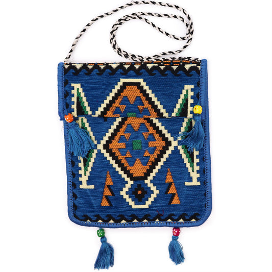 Bolso bandolera de festival Kilim azul cielo