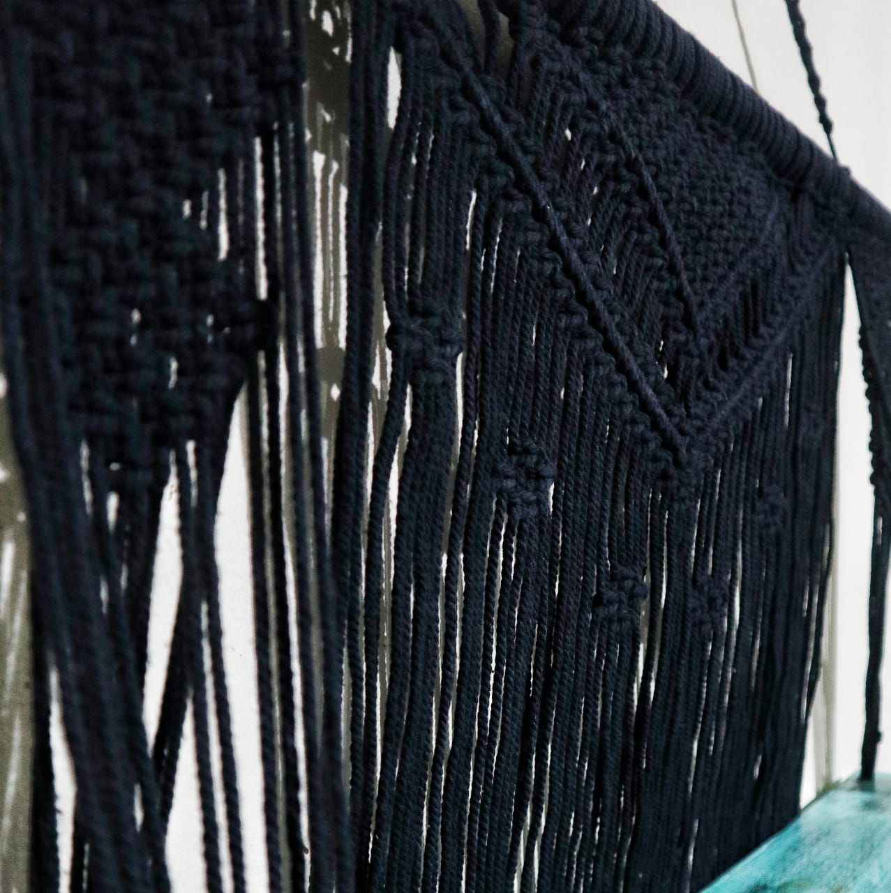 Estantes Colgantes de Macramé Negro - Turquesa